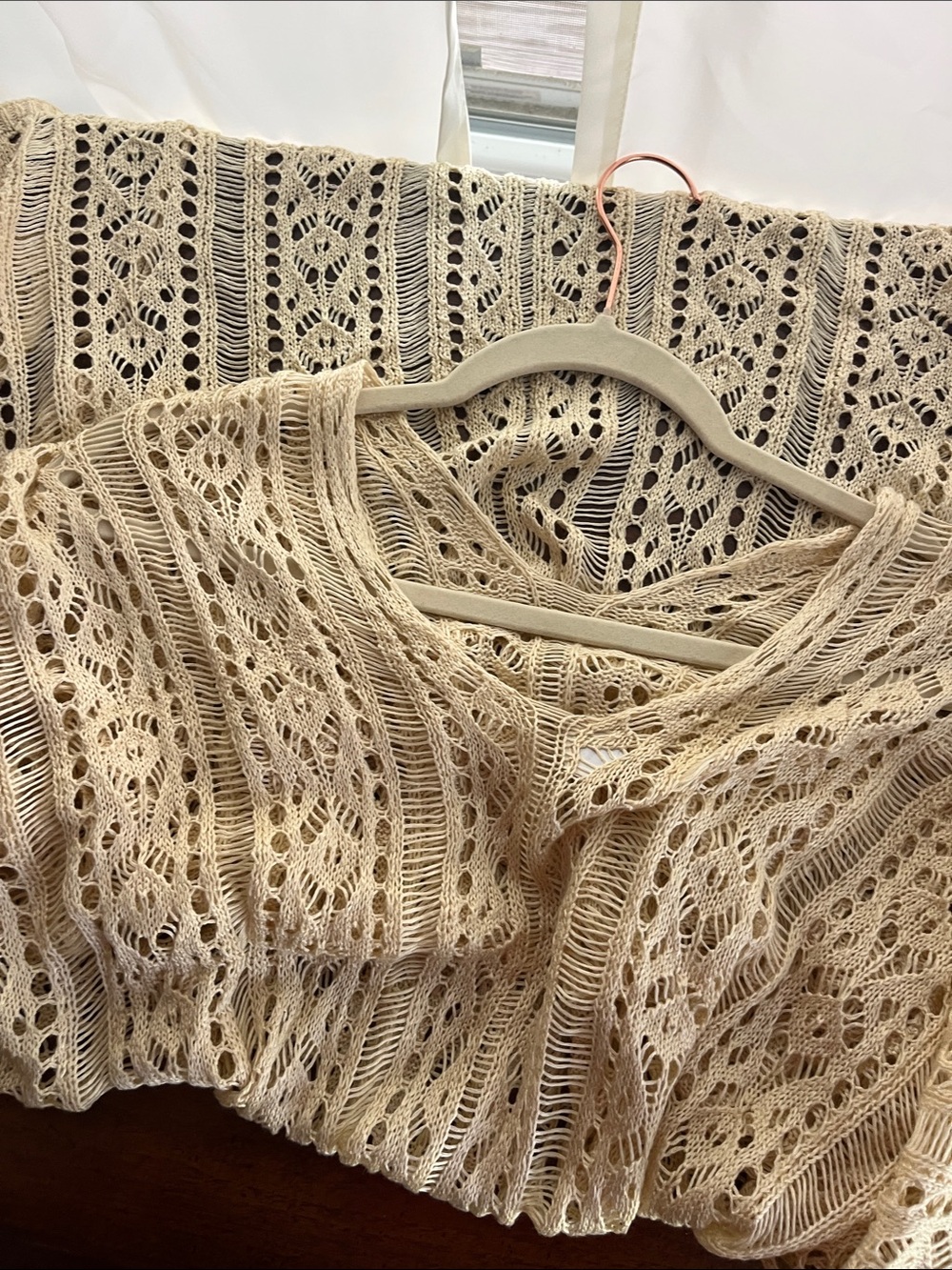 Cream Crochet Knit Tunic Top - Picture 3 of 3